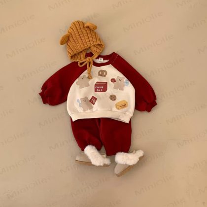 COOKIE BOX Baby Toddler Bear Fleece Lined 2-piece Set