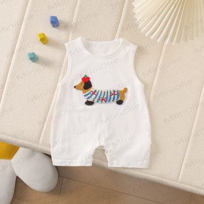 Baby Dachshund Patch Sleeveless Romper