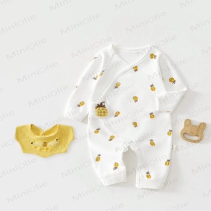 NICE HAPPY LOVELY Baby Fruits Kimono Romper with Bib