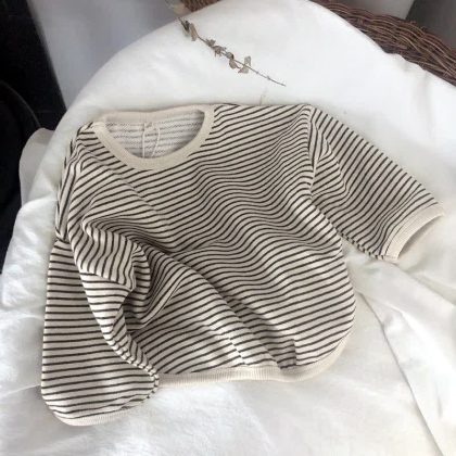 Kid Boy Striped Crew-neck Long Sleeve Top