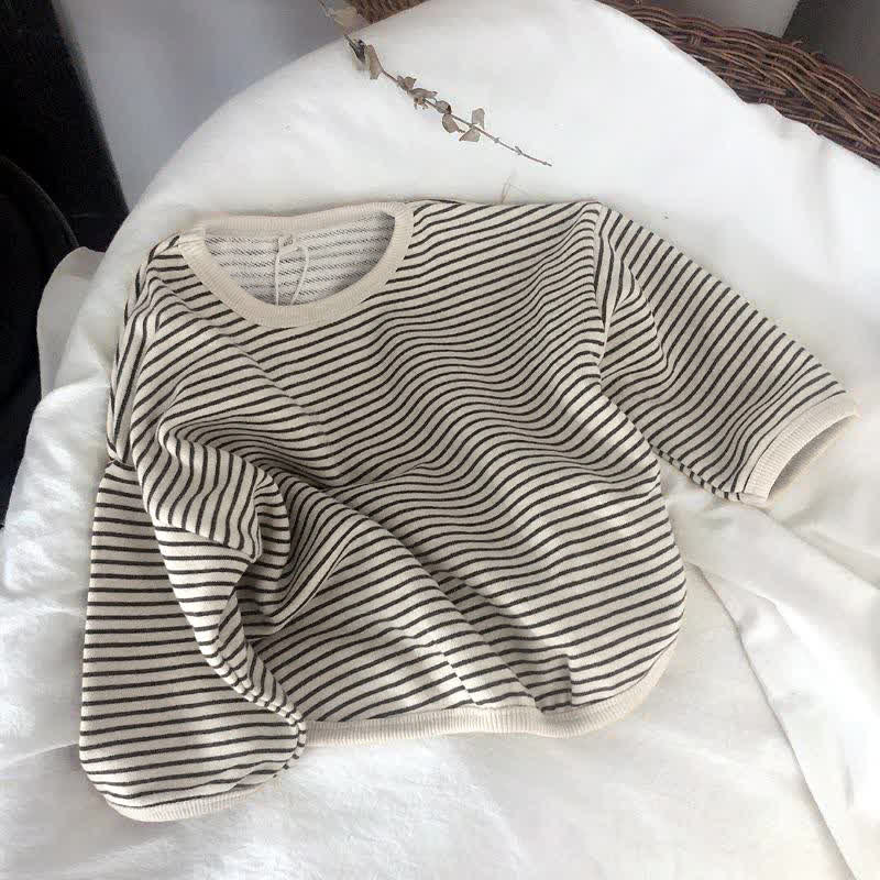 Kid Boy Striped Crew-neck Long Sleeve Top