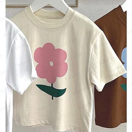 Toddler Floral Print Simple T-Shirt